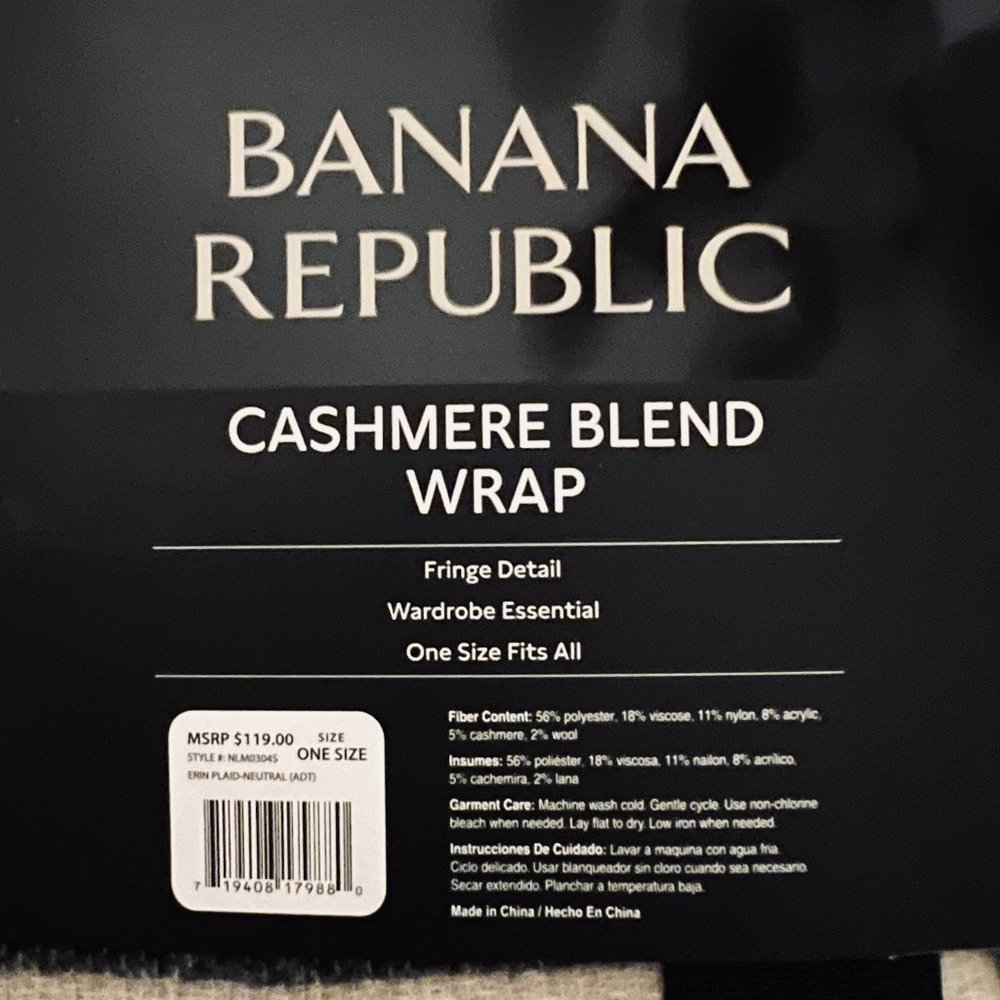BANANA REPUBLIC Cashmere Blend Wrap OSFM - Picture 2 of 6